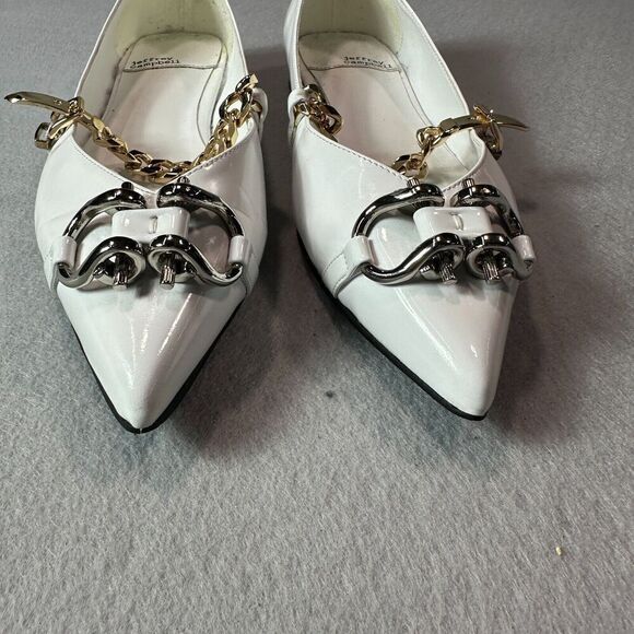 Jeffrey‎ Campbell Lavinia Flats Womens 8.5 White Leather Point Toe Horsebit - Picture 3 of 9